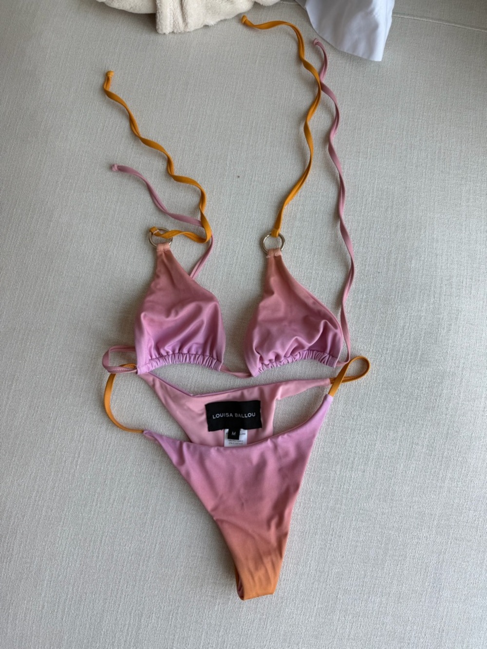 Louisa Ballou Pink to Peach Ombre Triangle Bikini Set